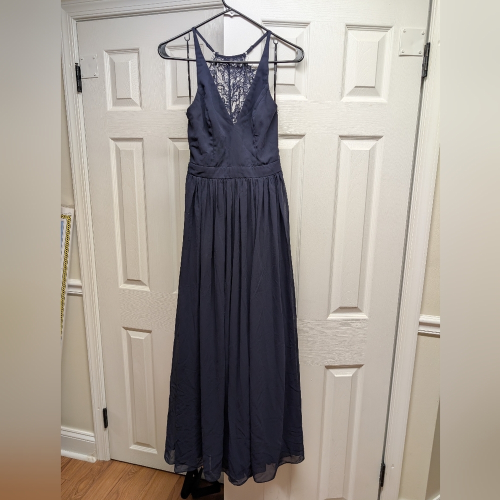 Lulus Love Spell Navy Blue Lace Back Dress Sz S